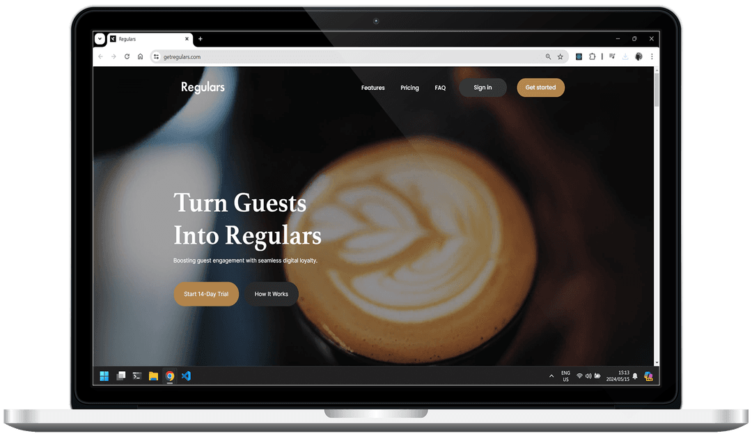 Screenshot of Regulars application homepage displaying the main user interface