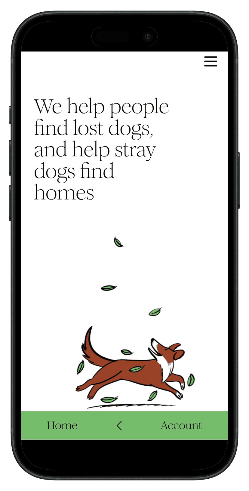 Find my dog homepage screenshot